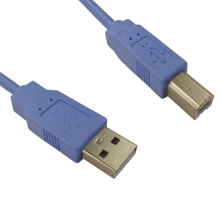 1.8m USB 2.0 Type A (M) to Type B (M) Data Cable - Blue
