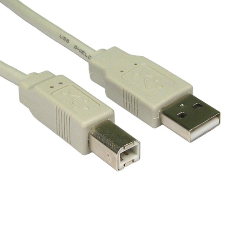 1.8m USB 2.0 Type A (M) to Type B (M) Data Cable - Beige