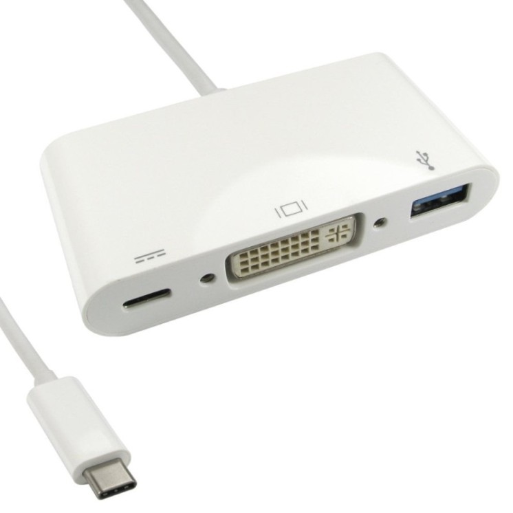 15cm Leaded USB Type-C to DVI & USB Adapter with PD Function