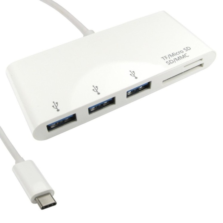 USB Type-C to 3 Port USB Hub & Card Reader