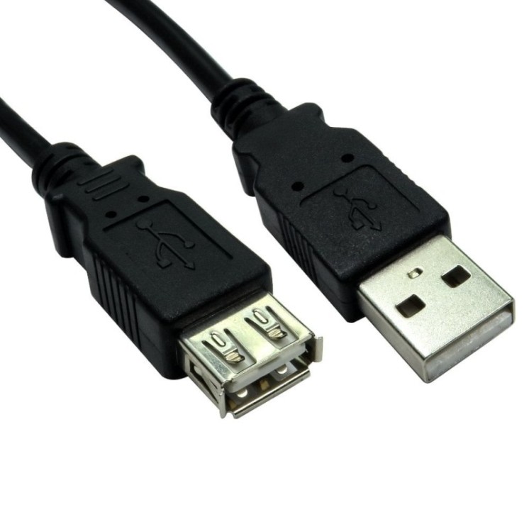 2m USB 2.0 Type A (M) to Type A (F) Data Cable - Black