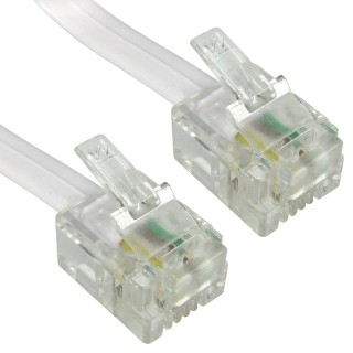 2m RJ11 to RJ11 Modem Cable - White