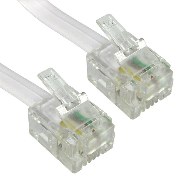 2m RJ11 to RJ11 Modem Cable - White