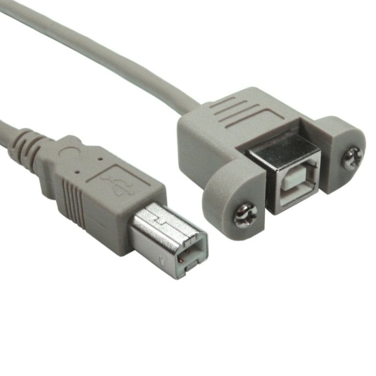3Mtr USB 2.0 Type B Male to Type B Female Panel Mount Cable