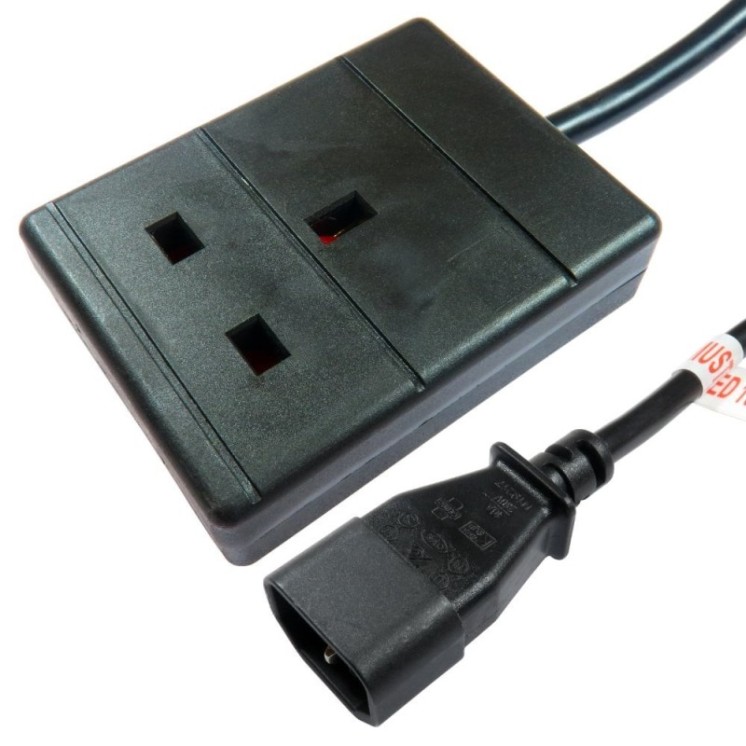 0.5m IEC C14 to UK Mains Socket Power Cord
