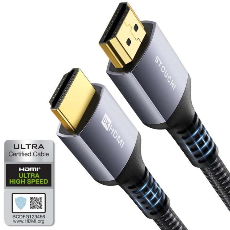 Stouchi 3m 8K HDMI 2.1 Ultra High Speed Cable with braided nylon cord and gold-plated connectors for PS5 and Xbox Series X