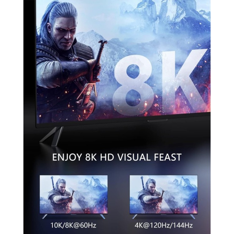 Stouchi 7.5m 8K HDMI 2.1 Cable - Ultra High Speed 48Gbps 4K 120Hz HDR