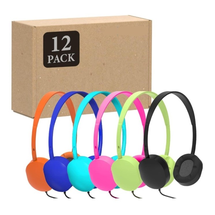 12x Robust Classroom Headphones Pack – Durable Wired On‑Ear Headsets for Kids