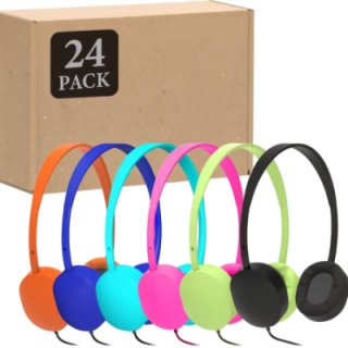 24x Robust Classroom Headphones Pack – Durable Wired On‑Ear Headsets for Kids