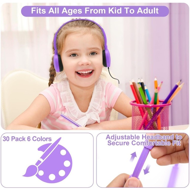 30‑Pack Classroom Headphones | Bulk Wired Headsets 3.5mm