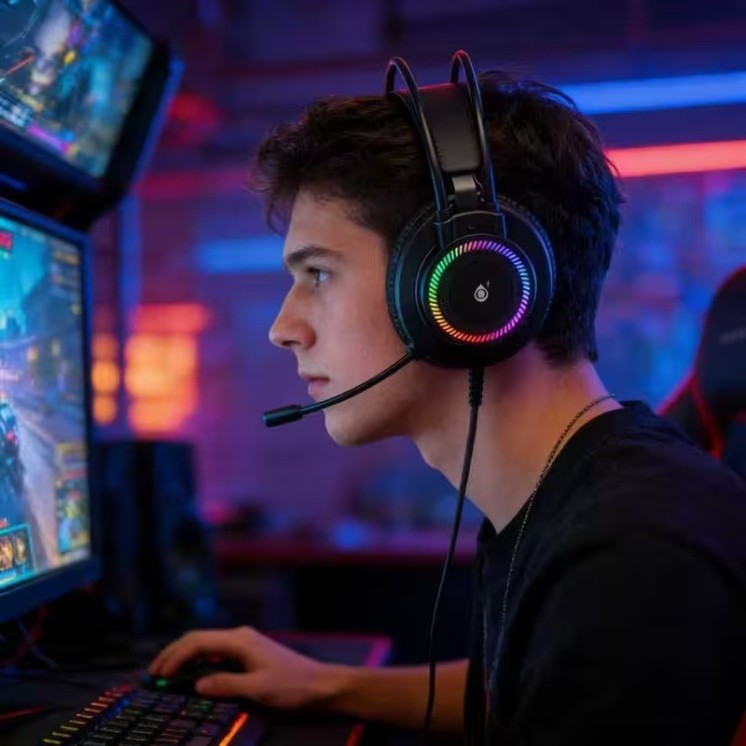 RGB Gaming Headphones – 40mm Drivers, Noise-Clear Mic, Comfortable Over‑Ear Design