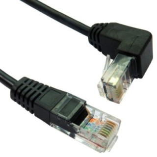 1m Cat5e UTP Straight to Right Angled DOWN Cable
