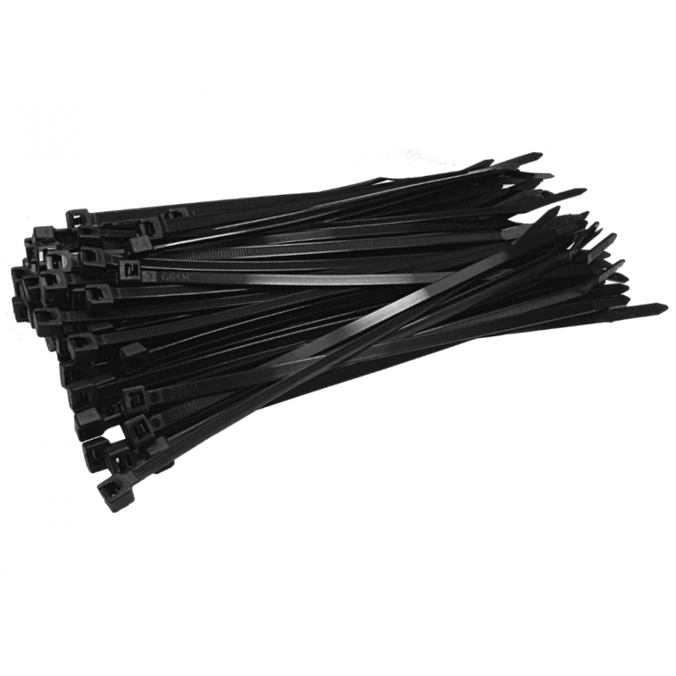 200mm x 4.8mm Black Releasable Cable Ties - 100 Pack