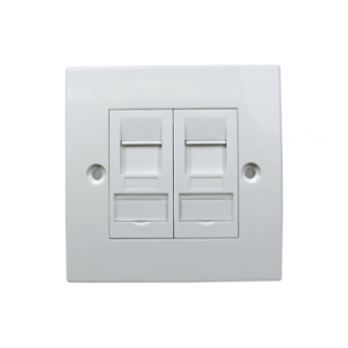 2 Port Cat6a Shielded Loaded Faceplate- Tool-less