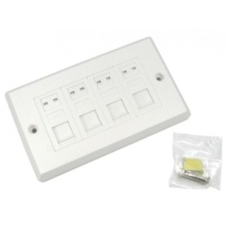 4 Port Cat6 Loaded Faceplate - Dual Gang
