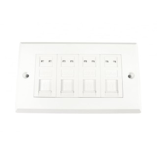 4 Port Cat5e Loaded Faceplate - Dual Gang