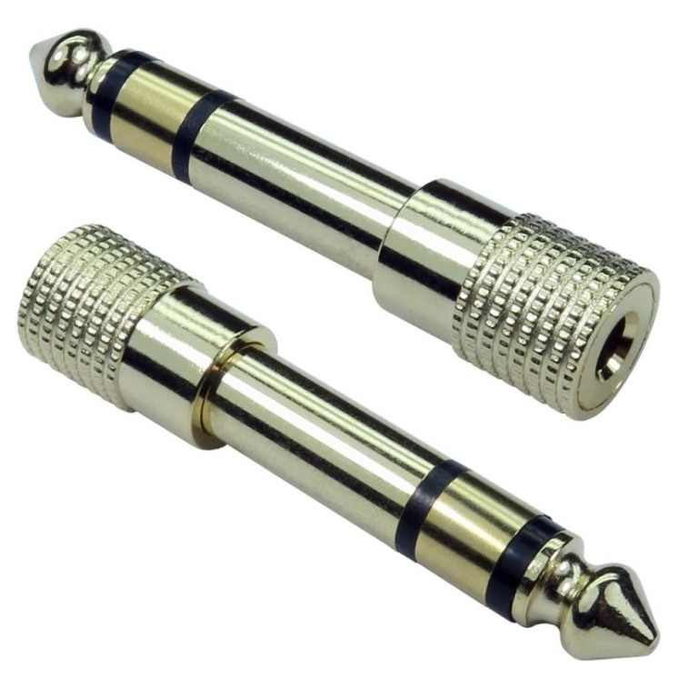 Gold 6.35mm (Male) to 3.5mm (Female) Stereo Adapter
