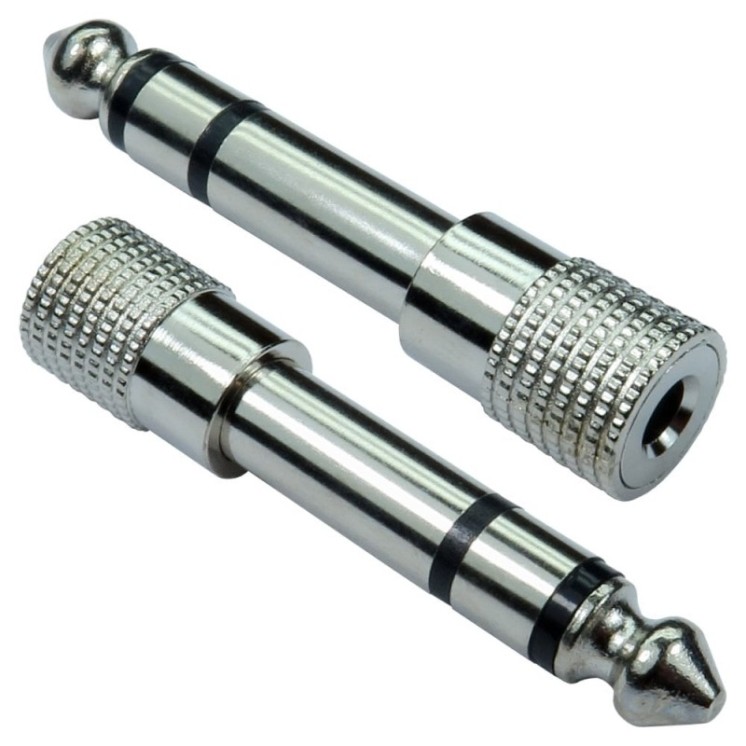 Nickel 6.35mm (Male) to 3.5mm (Female) Stereo Adapter