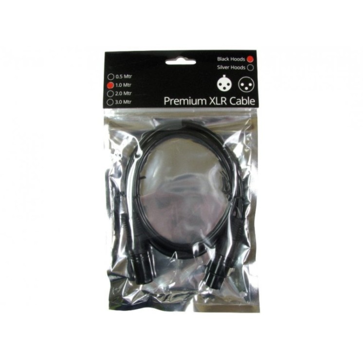 15m 3 Pin XLR Male to Female Cable - Black Connectors