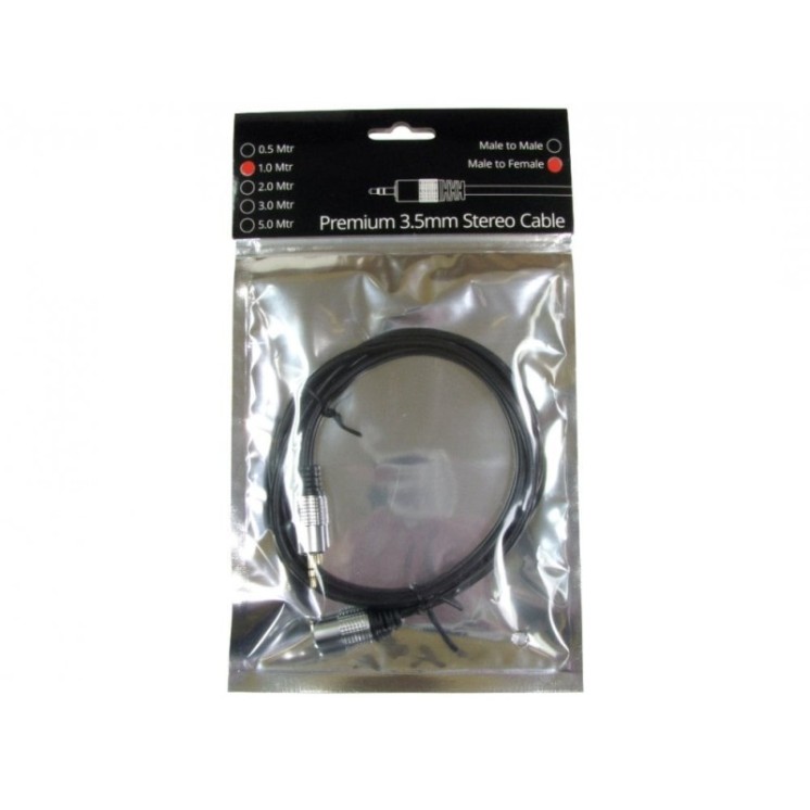 0.5m 3.5mm Male - Female Stereo Cable - Gold Connectors
