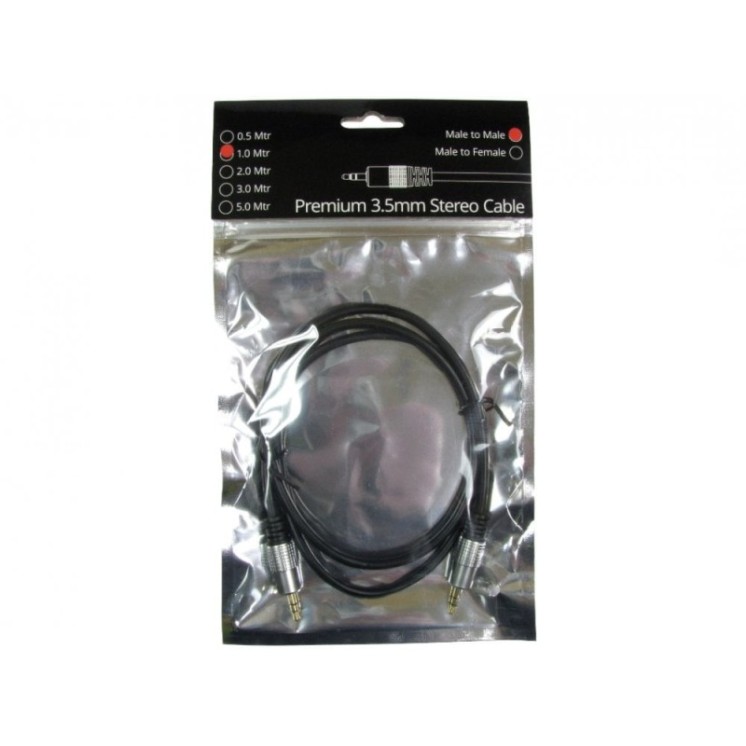 20m 3.5mm Male - Male Stereo Cable - Gold Connectors