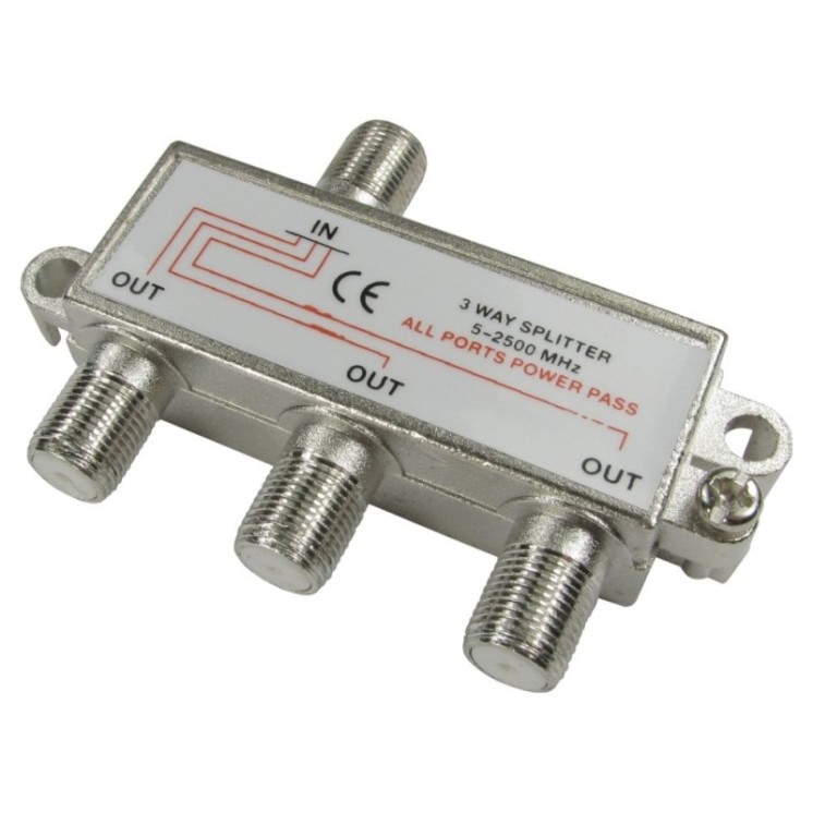 3 Port F-Connector Splitter