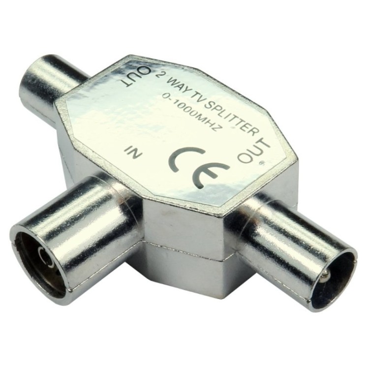 2 Port TV COAX Splitter - 1x Female to 2x Male
