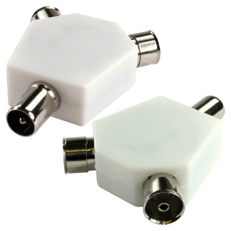 Coaxial (M) to 2 x Coaxial (F) Splitter