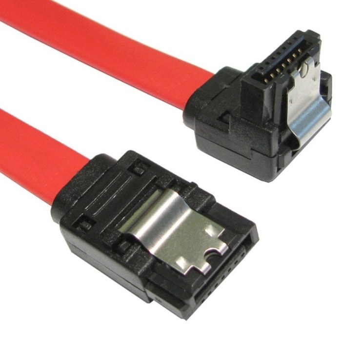0.9m Locking SATA v2 Data Cable - Straight to Right Angled