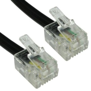 7.5m RJ11 to RJ11 Modem Cable - Black