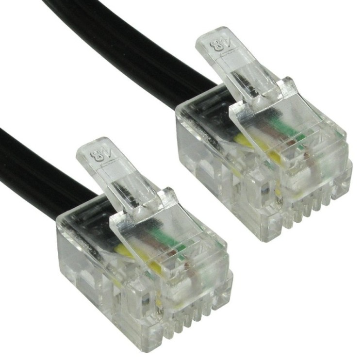 7.5m RJ11 to RJ11 Modem Cable - Black