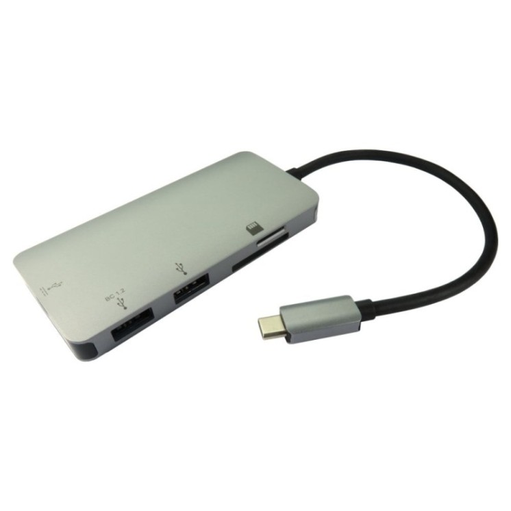 USB Type C to 2 Port USB Hub & Card Reader with PD Function