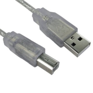 1m USB 2.0 Type A (M) to Type B (M) Data Cable - Clear