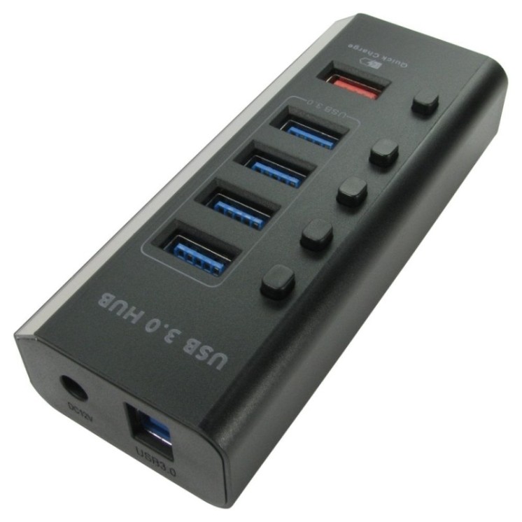 4 Port USB3.0 Hub + Quick Charge Port - PSU