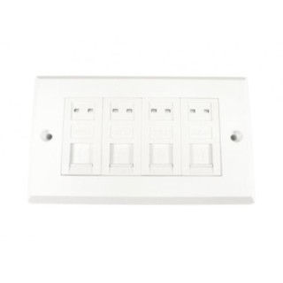 4 Port Cat5e Loaded Faceplate - Dual Gang