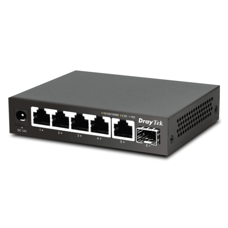 High Performance Unmanaged Switch with 5 x 2.5 GbE Ports and 1 x 10Gbps SFP+ Uplink