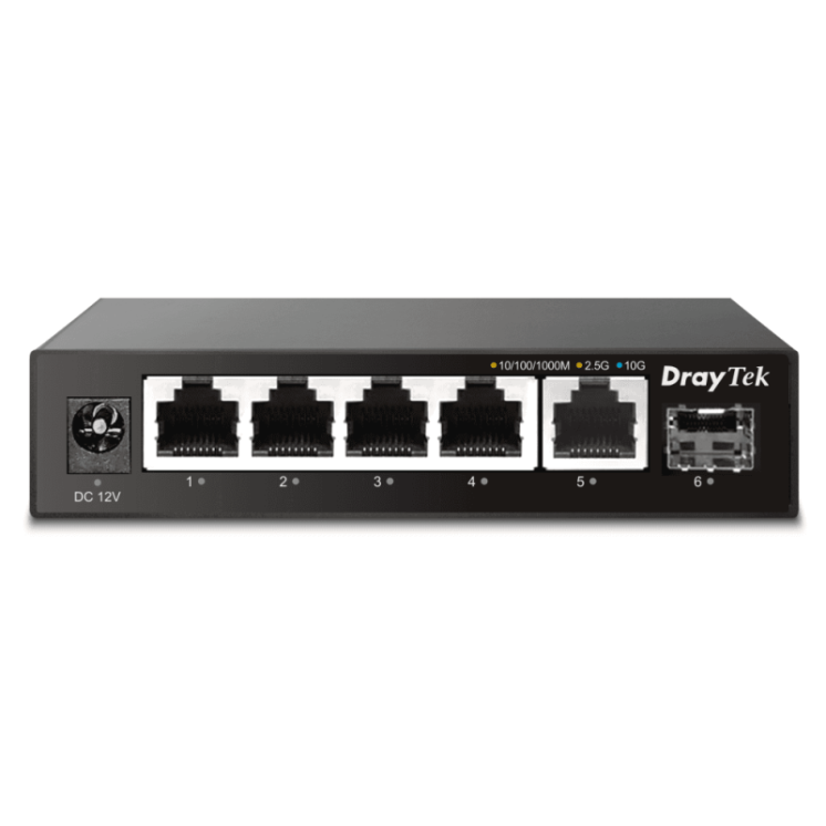 High Performance Unmanaged Switch with 5 x 2.5 GbE Ports and 1 x 10Gbps SFP+ Uplink