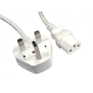 UK Plug to C13 Mains Lead - White