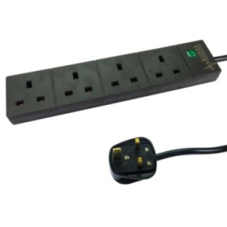 2m 4 Port Surge Protected UK Power Extension - Black
