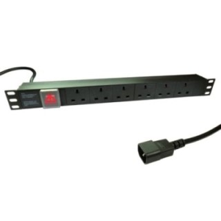 3m 6 Port Horizontal 1U PDU With IEC C14 Plug