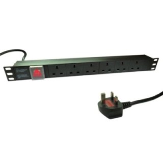 3m 6 Port Horizontal 1U PDU With UK Plug