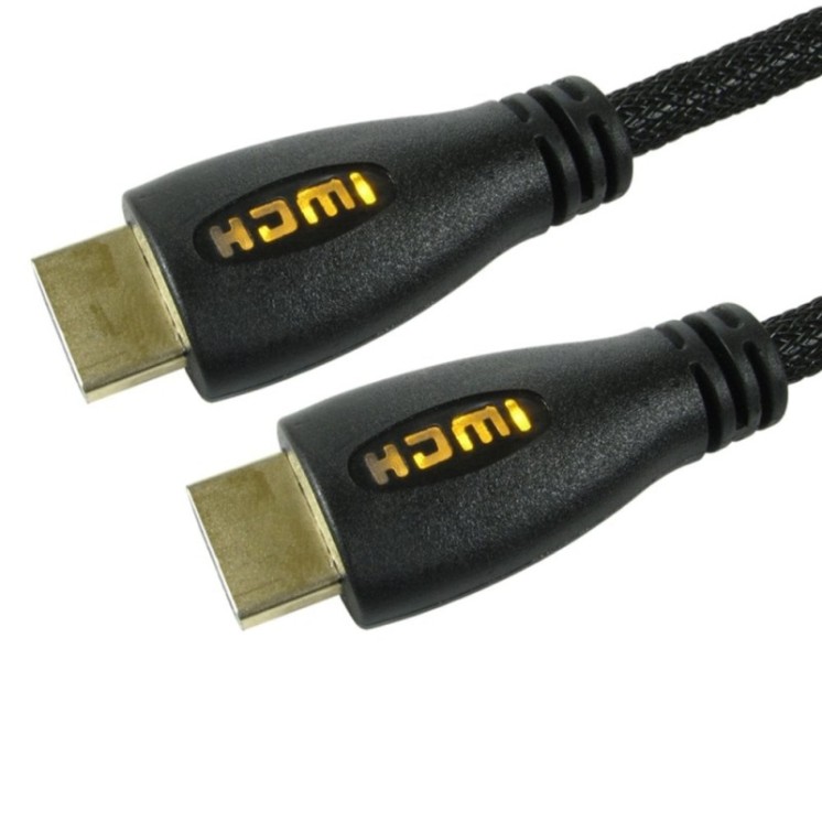1m HDMI Cable with Yellow LED Illuminated Connectors