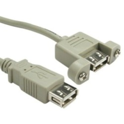 0.18m USB 2.0 A-F Panel Mount - Beige