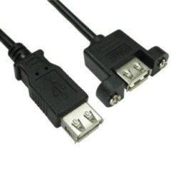  0.18m USB 2.0 A-F Panel Mount - Black