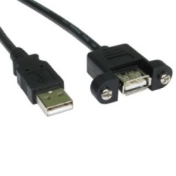USB 2.0 Type A (M) to Type A (F) Panel Mount Cable