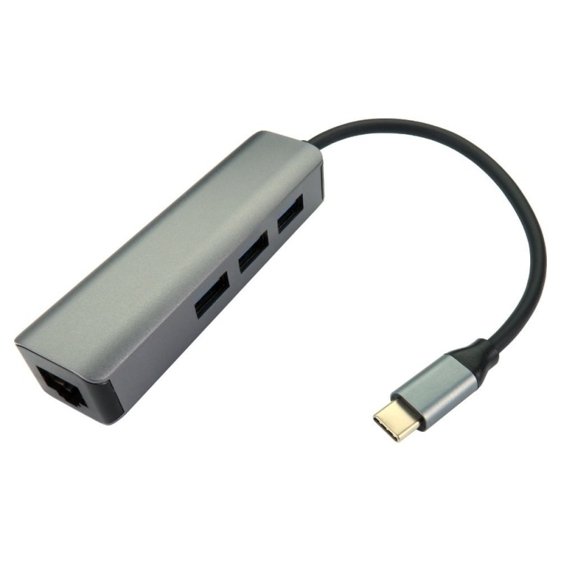 USB Type C Gigabit Lan with 3 Port Type A Hub