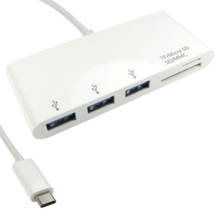 USB Type-C to 3 Port USB Hub & Card Reader