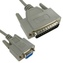 D9 (F) to D25 (M) Null Modem Cable