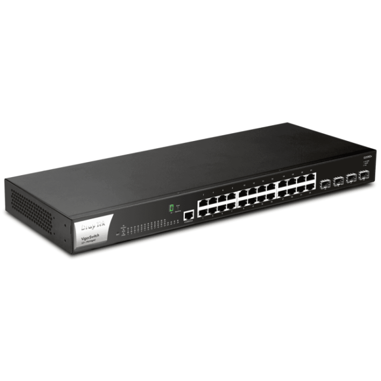 L2+ Managed 24-Port Gigabit Switch with 4 x 10GbE SFP+ Ports and Power Backup Input