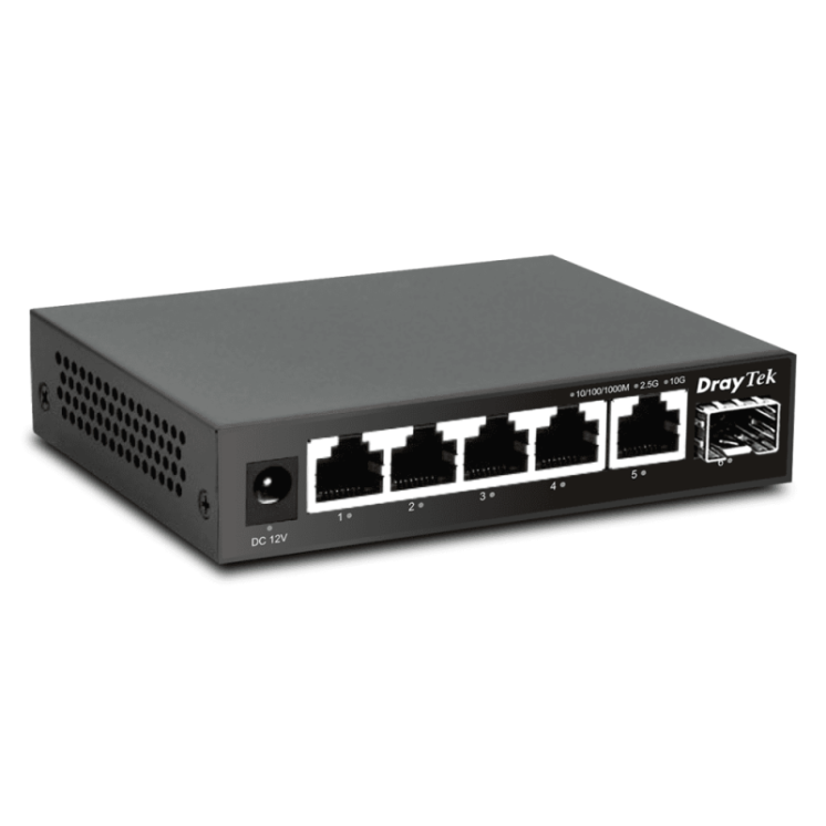 High Performance Unmanaged Switch with 5 x 2.5 GbE Ports and 1 x 10Gbps SFP+ Uplink